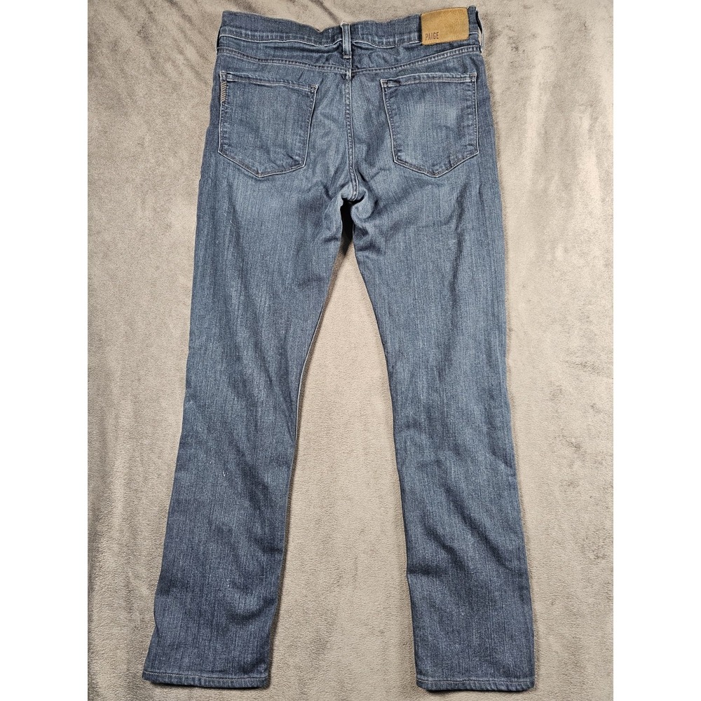 Paige Lennox Carpenter Slim Straight Stretch Jeans Mens 33 Dark Blue - Picture 10 of 10